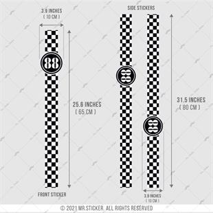 STS33VP Kişiye Özel Numaralı Damalı Desenli Şerit Seti