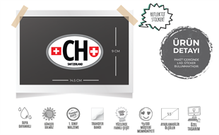 ULK44 Isvicre (CH) Reflektif Ulke Etiketi