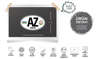 ULK58 Azerbaycan (AZ) Reflektif Ulke Etiketi