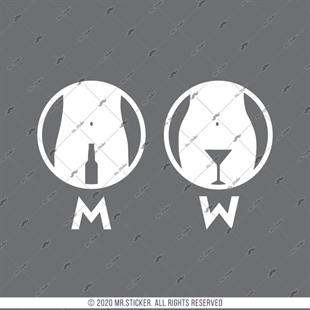 WC13 Bay Bayan Tuvalet Simgesi Etiketi Beyaz Renk