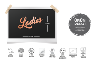 WC18 Ladies Yazili Bayan Tuvalet Simgesi Etiketi