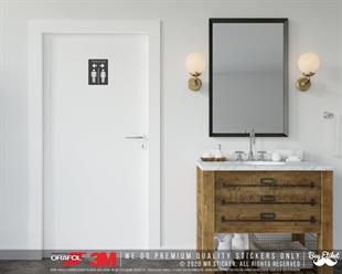 WC21 Tuvaletler Yazili WC Simgesi Etiketi