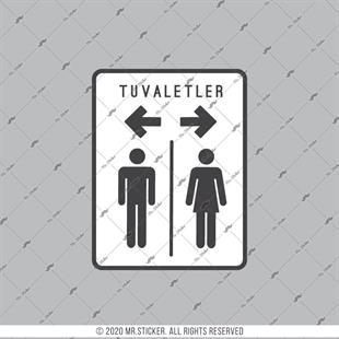 WC21 Tuvaletler Yazili WC Simgesi Etiketi