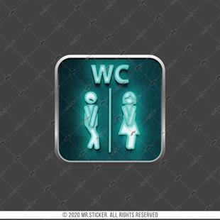 WC30 Yesil Neon Efektli Unisex Tuvalet Simgesi Etiketi