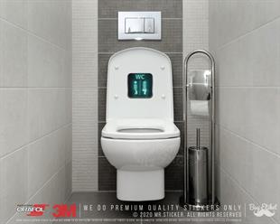 WC30 Yesil Neon Efektli Unisex Tuvalet Simgesi Etiketi