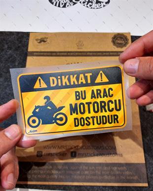 WRN47 Bu Arac Motorcu Dostudur Etiketi - Turuncu