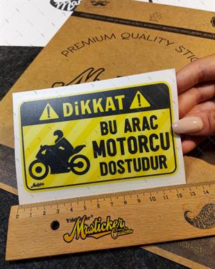 WRN48 Bu Arac Motorcu Dostudur Etiketi - Sari
