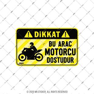 WRN48 Bu Arac Motorcu Dostudur Etiketi - Sari