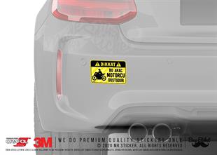 WRN48 Bu Arac Motorcu Dostudur Etiketi - Sari