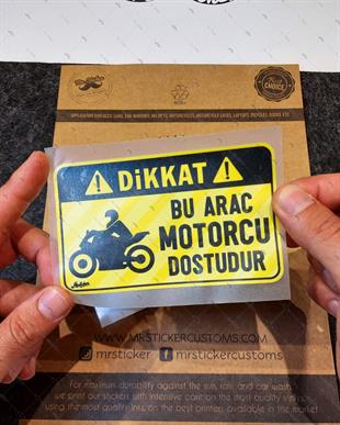WRN48 Bu Arac Motorcu Dostudur Etiketi - Sari