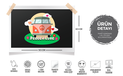 WWV4 Peace & Love Hippi Etiketi