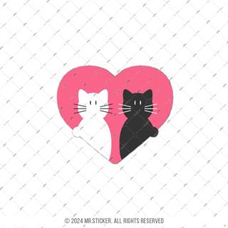 ANCT18- Siyah Beyaz Kedi Ask Etiketi