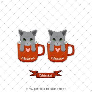 ANCT54 Russian Blue Kedi Etiketi Seti - Kedinizin Ismine Ozel