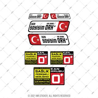 BT09 Isme Ozel Reflektif Kan Grubu Etiket Seti - Ozel Seri