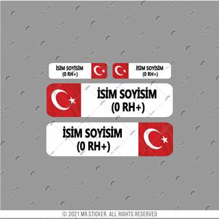 BT10 Isme Ozel Reflektif Kan Grubu Etiket Seti