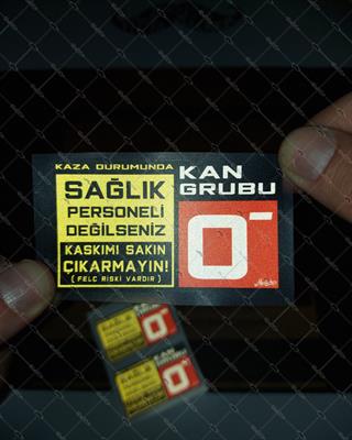 BT61 Kaskimi Cikarma Yazili 0 Rh Negatif (-) Kan Grubu Etiketi