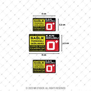 BT62 Kaskimi Cikarma Yazili 0 Rh Pozitif (+) Kan Grubu Etiketi