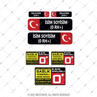 BT70 Isme Ozel Reflektif Kan Grubu Etiket Seti