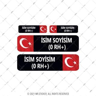 BT70 Isme Ozel Reflektif Kan Grubu Etiket Seti