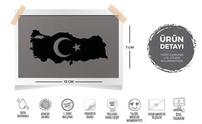 CFL16 Ay Yildizli Turkiye Haritasi Mat Siyah
