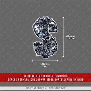 CHR15 Krom Seri Gengsta Motifli Dolar Etiketi
