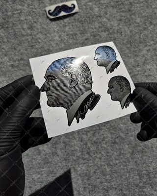 CHR26 Krom Seri Cizgi Calisma Atatürk Etiket Seti