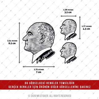 CHR26 Krom Seri Cizgi Calisma Atatürk Etiket Seti