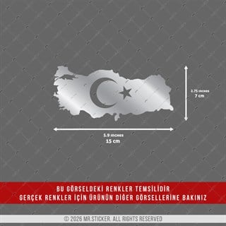 CHR30 Krom Seri Ay Yıldızlı Türkiye Haritası Etiketi