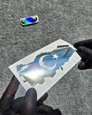 CHR30 Krom Seri Ay Yıldızlı Türkiye Haritası Etiketi