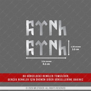 CHR5 Krom Seri Göktürkçe Türk Yazısı Etiketi İkili Set