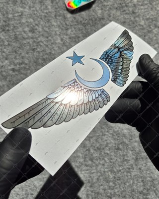 CHR7 Krom Seri Kanatlı Ay Yıldız Etiketi