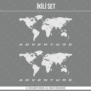 CSE12S İkili Set - Basitlestirilmis Dunya Haritasi - Mat Gumus Gri