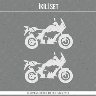 CSE14S İkili Set - TNR Dunya Haritasi Desen - Mat Gumus Gri