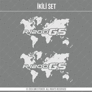 CSE15S İkili Set - GS1200 Detayli Dunya Haritasi Desen - Mat Gumus Gri