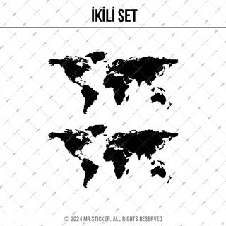 CSE4S İkili Set - Basitlestirilmis Dunya Haritasi - Mat Siyah