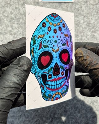 CSFT18 Renk Değiştiren Seri Kalp Gozlu Sugar Skull Kurukafa Etiketi
