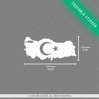 GIDW13 Karanlıkta Işıldayan Ay Yıldızlı Türkiye Haritası