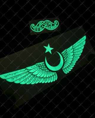 GIDW3 Karanlıkta Işıldayan Kanatli Ay Yildiz Etiketi