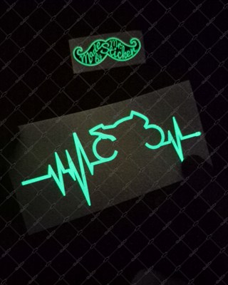 GIDW53 Karanlıkta Işıldayan Motosiklet Kalp Ritm Etiketi