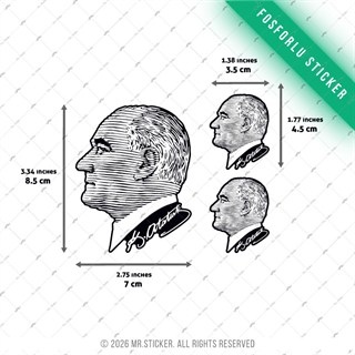 GIDW8 Karanlıkta Işıldayan Ataturk Cizgi Calisma Etiket Seti
