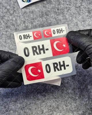 GIDWBT01 Karanlıkta Işıldayan 0 Rh Negatif (-) Kan Grubu Etiket Seti