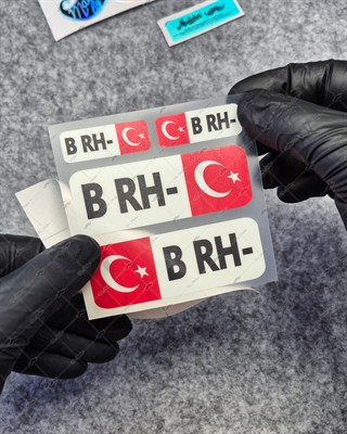 GIDWBT06 Karanlıkta Işıldayan B Rh Negatif (-) Kan Grubu Etiket Seti