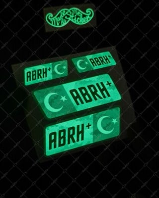 GIDWBT17 Karanlıkta Işıldayan AB Rh Pozitif (+) Kan Grubu Etiket Seti