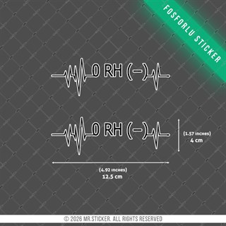 GIDWBT41 Karanlıkta Işıldayan Kalp Ritmi Desenli 0 Rh Negatif (-) Kan Grubu Etiketi 2 li Set