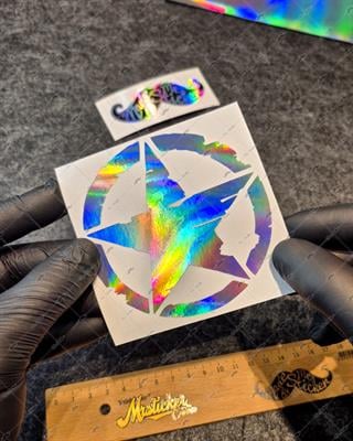 HLG10V2 Hologram Eskitilmiş Desenli Asker Yıldızı Etiketi