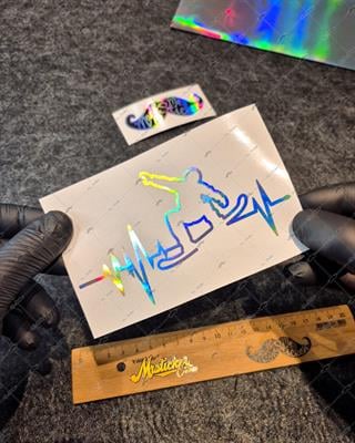 HLG28V2 Hologram Kalp Ritim Motifli Snowboard Etiketi
