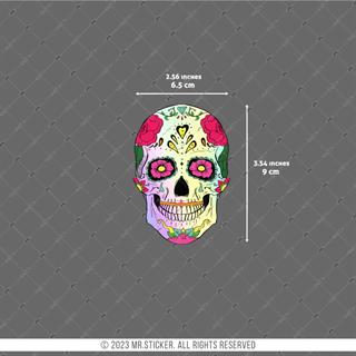 HLG72 Hologram Sugar Skull Kurukafa Etiketi