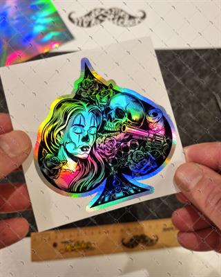 HLG78 Hologram Gangsta Motifli Maça Ası Etiketi