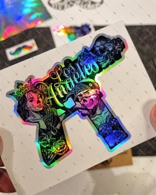 HLG81 Hologram Gangsta Motifli Uzi Etiketi Simetrik İkili Set