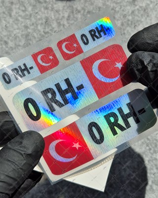 HLGBT01 Hologram 0 Rh Negatif (-) Kan Grubu Etiket Seti